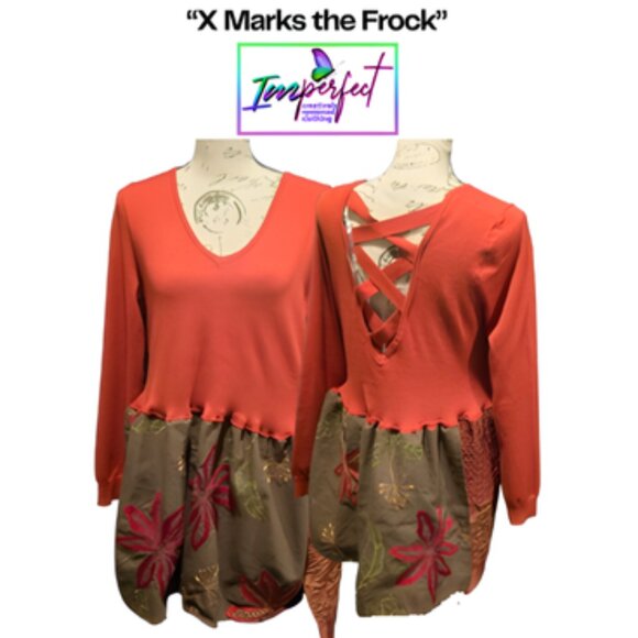 Upcycled orange tunic sweater - Picture 1 of 2